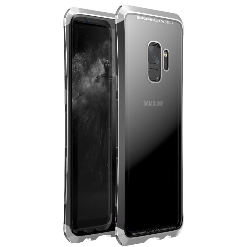 Luphie Nunchaku Airframe Metal Frame Air Barrier Tempered Glass Back Case Cover for Samsung Galaxy S9 Plus & Samsung Galaxy S9