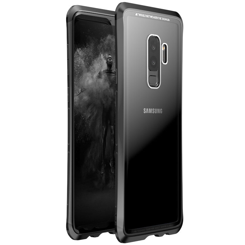 Luphie Nunchaku Airframe Metal Frame Air Barrier Tempered Glass Back Case Cover for Samsung Galaxy S9 Plus & Samsung Galaxy S9