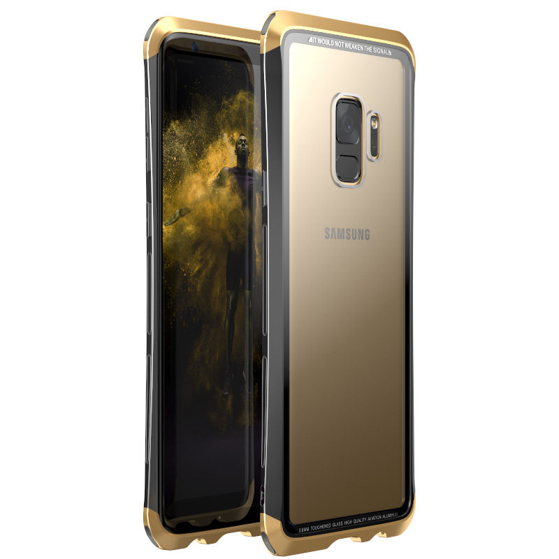Luphie Nunchaku Airframe Metal Frame Air Barrier Tempered Glass Back Case Cover for Samsung Galaxy S9 Plus & Samsung Galaxy S9