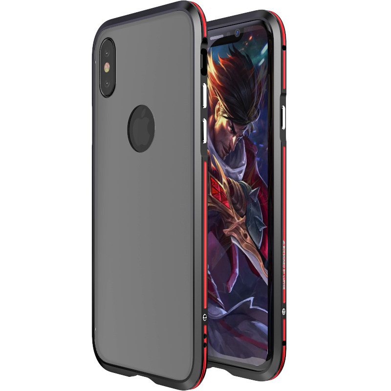 Luphie Bi-Color Blade Sword Slim Light Aluminum Bumper Frosted PC Back Cover Case for Apple iPhone X