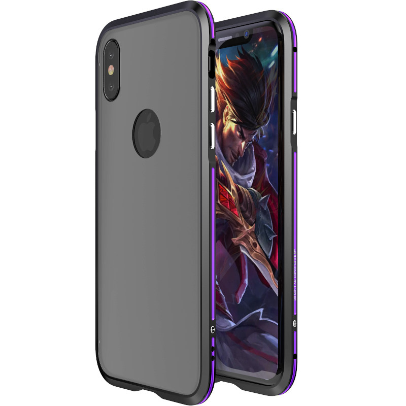 Luphie Bi-Color Blade Sword Slim Light Aluminum Bumper Frosted PC Back Cover Case for Apple iPhone X