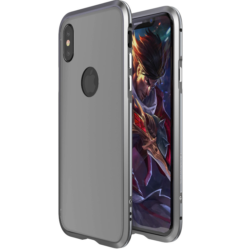 Luphie Bi-Color Blade Sword Slim Light Aluminum Bumper Frosted PC Back Cover Case for Apple iPhone X
