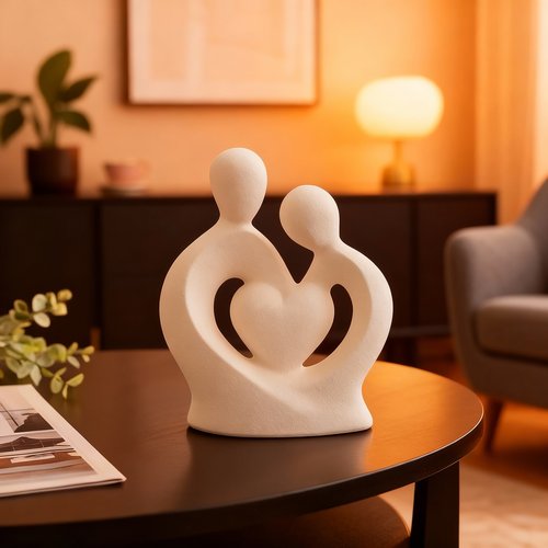 现代简约抽象爱心3D模型摆件
