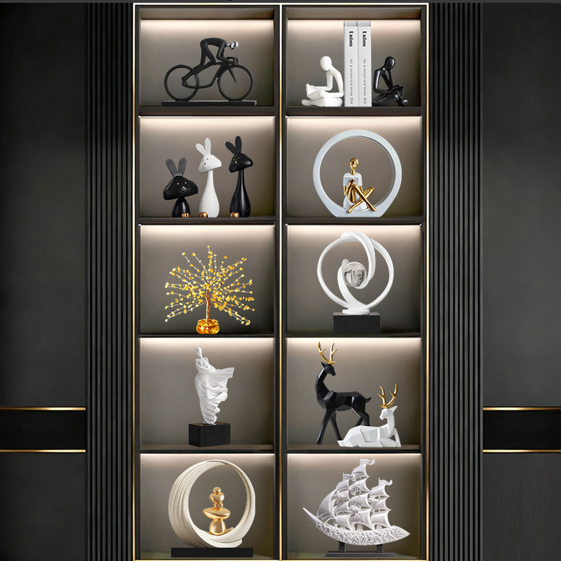 轻奢酒柜装饰品摆件意式极简高级感小众客厅电视柜开放格壁龛摆设,家居饰品,家饰软装搭配套装,淘宝优惠券,粉丝福利购,淘宝优惠卷