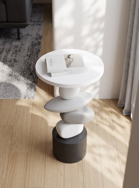 现代简约圆形叠层茶几摆件