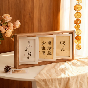 创意6寸7寸木质双面旋转相框摆台相架多张六寸七寸三联组合照片墙