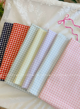 六六家全棉40支印花布料格子百搭面料家居服发饰童装布diy连衣裙