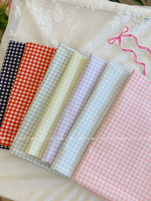 六六家全棉40支印花布料格子百搭面料家居服发饰童装布diy连衣裙