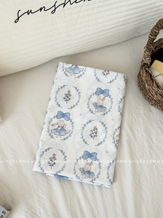 全棉60支印花布料可爱卡通蝴蝶结小兔子面料家居服发饰童装diy