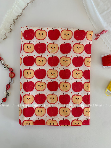 全棉40支印花布可爱红苹果卡通面料家居服发饰童装裙子diy布料
