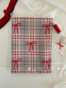 全棉40支印花布法式复古格子大蝴蝶结家居服发饰发圈童装布diy布