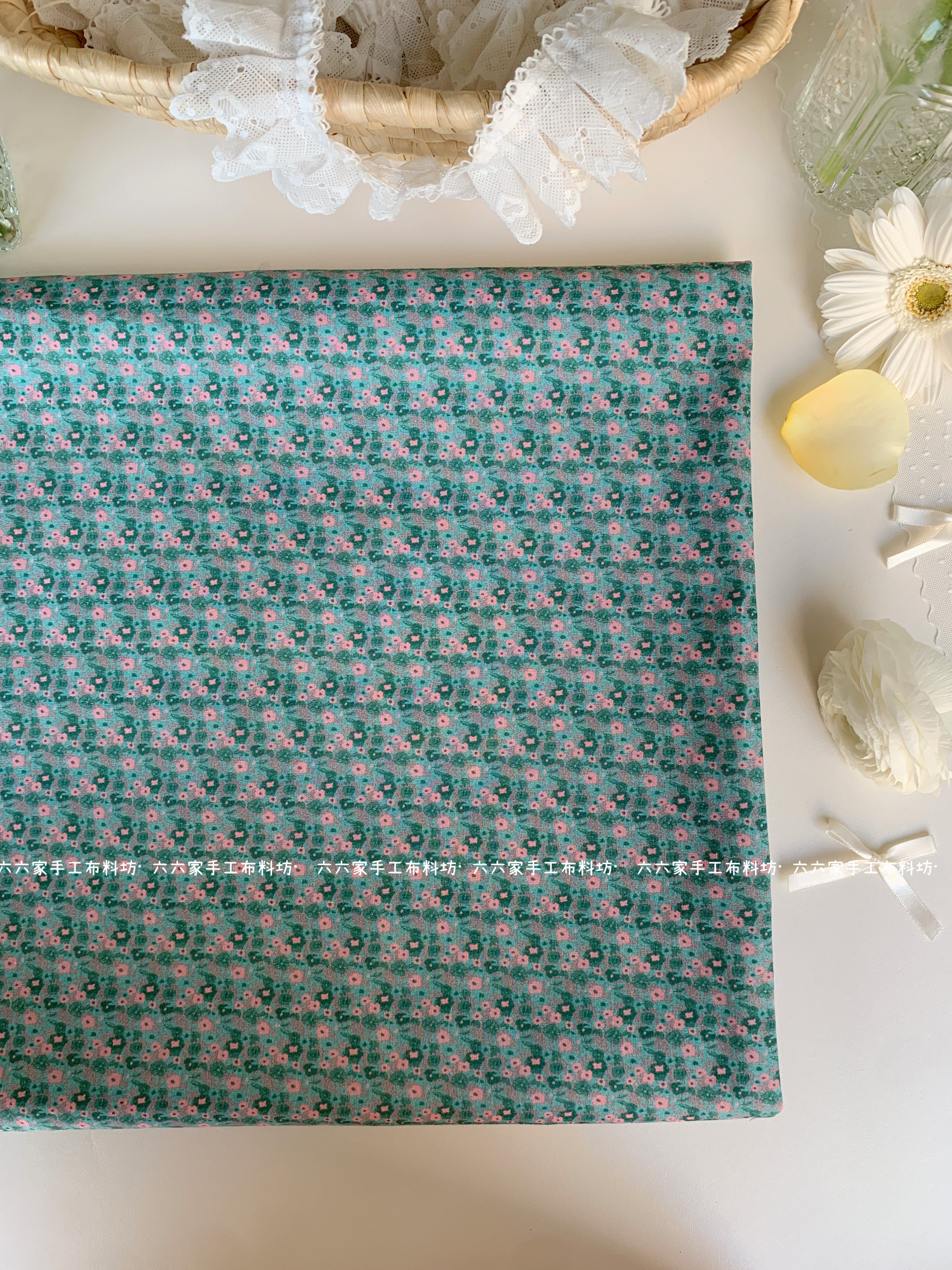 全棉40支印花布料ins复古清新小碎花服装发饰包包发圈手工diy布料
