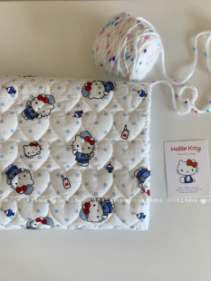 全棉印花爱心绗棉布料可爱卡通厨师猫面料家居服发饰童装包包diy
