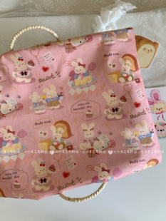 全棉40支可爱卡通面包小兔子印花面料家居服发饰童装小裙子diy布