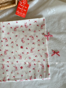 全棉40支印花布料可爱卡通小兔子蝴蝶结面料家居服发饰童装diy