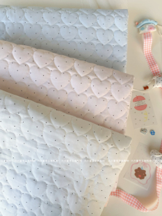 全棉爱心绗棉布料ins韩系波点发饰服装包包杯垫棉衣手工diy面料