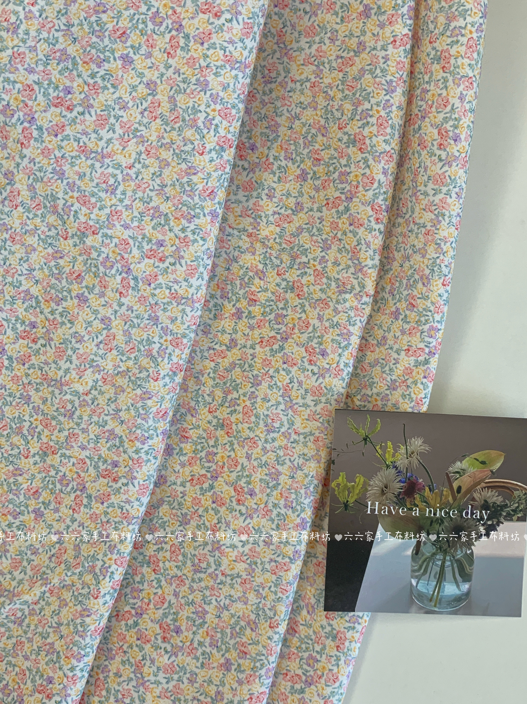 全棉40支印花布料清新田园韩系小碎花面料家居服发饰童装diy布料