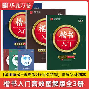 楷书入门高效图解版 笔画偏旁+间架结构+速成练习全3册专为0基础入门打造 硬笔字帖3.0 视频教学学生成人新手入门教程练字教材正版