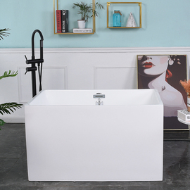 網紅獨立迷你小戶型浴缸家用人造石日式按摩亞克力小浴缸加深方1m圖片