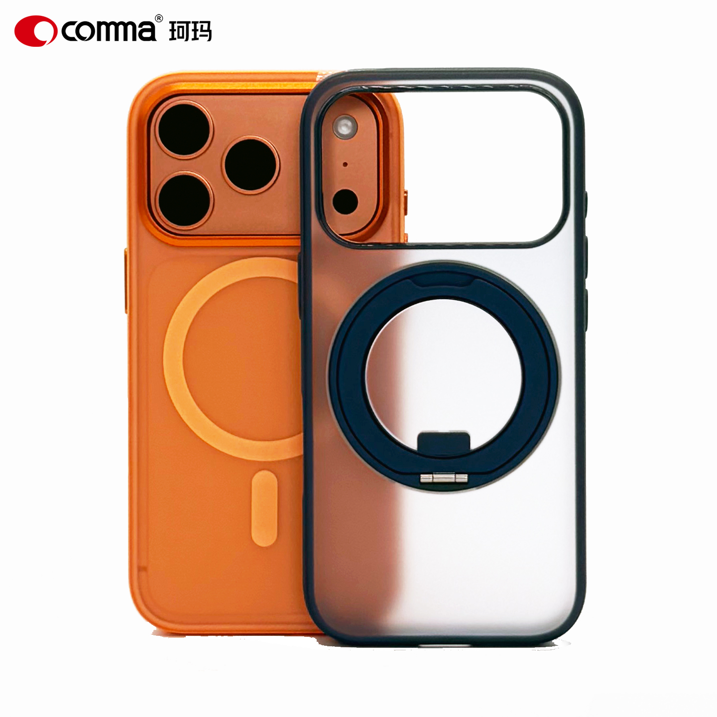 Comma珂玛适用于苹果17promax焕彩磁吸防摔壳17pro旋转金属支架保护套17手机壳带触控按键