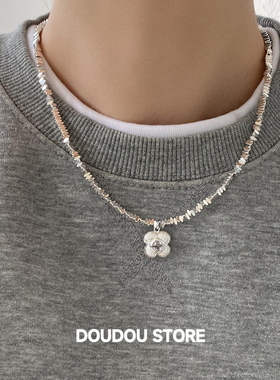 四叶花碎银子项链简约高级