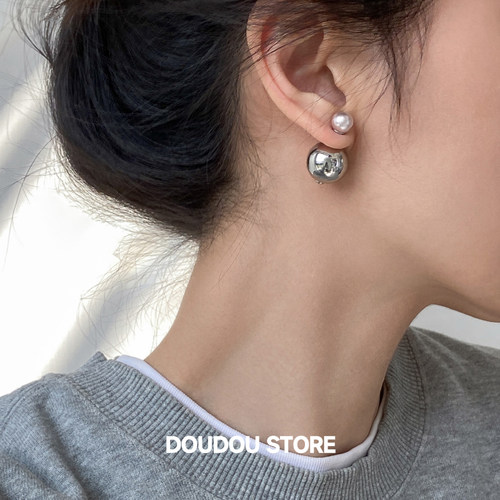 doudoustore珍珠金属耳环