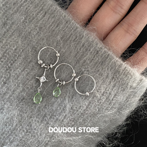 doudoustore叠戴四芒星耳环