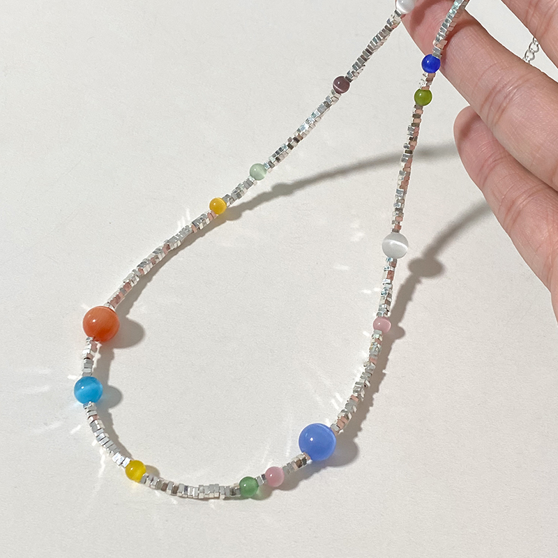 doudoustore彩色碎银子项链