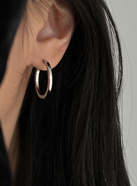 DOUDOUSTORE质感方圈 冷感圆圈耳环耳圈小众设计光面耳扣耳饰女