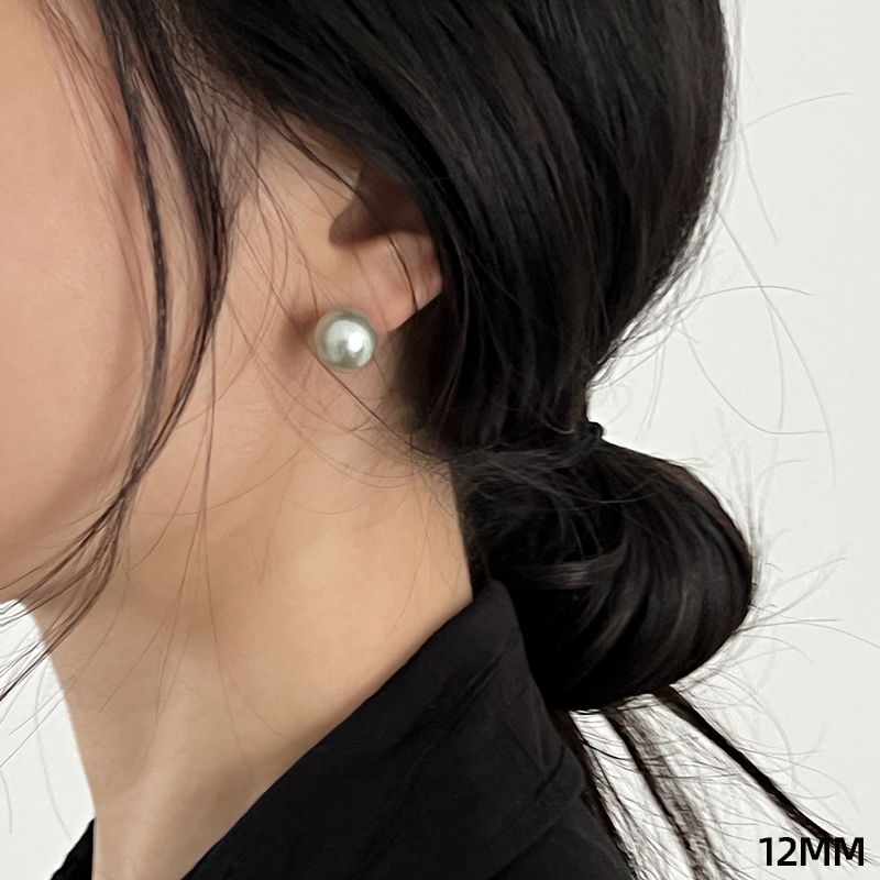 doudoustore清冷银灰色珍珠耳钉