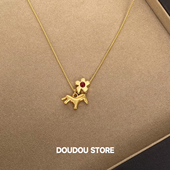 新品 88折 80cm长款 红色马上有钱花项链女日韩潮流新款 简约时髦