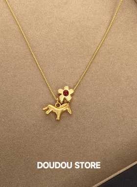 【新品88折】80cm长款红色马上有钱花项链女日韩潮流新款简约时髦