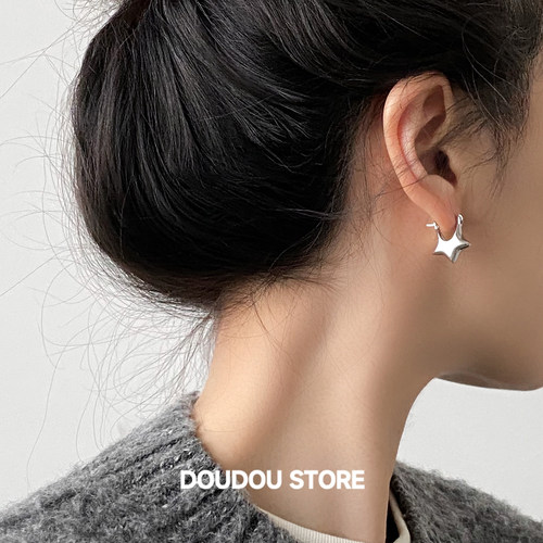 简约五角星光面耳圈耳环女新品