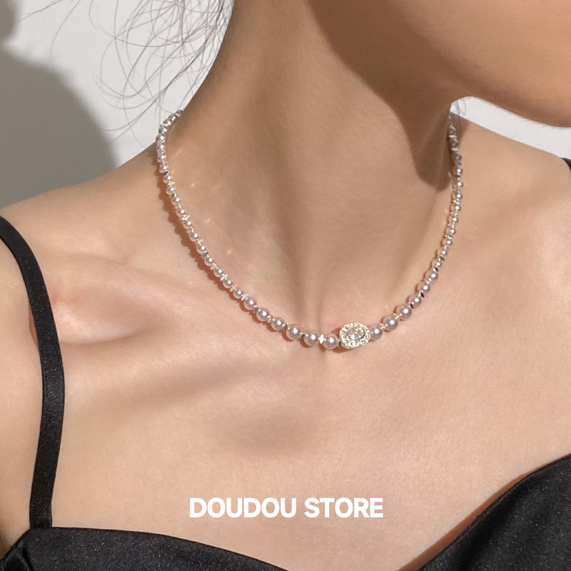 doudoustore温柔粉色珍珠项链