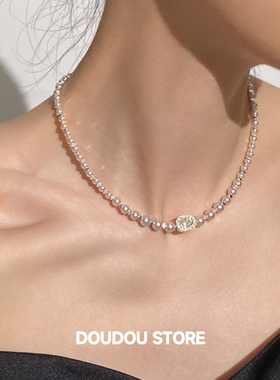 doudoustore温柔粉色珍珠项链