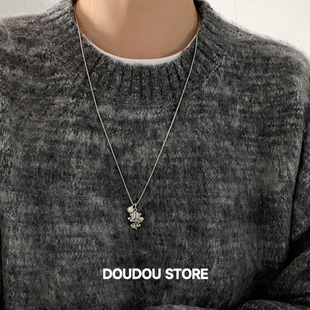 DOUDOUSTORE毛衣链秋冬褶皱珍珠裙摆项链ins女高级感时尚小众ins