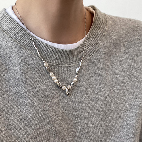 doudoustore液态水滴珍珠项链