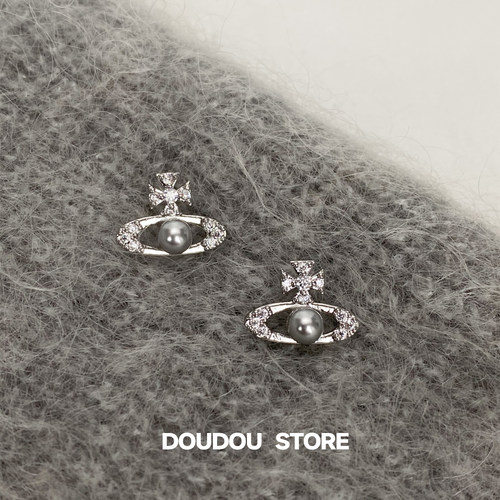 doudoustore灰色小土星耳钉