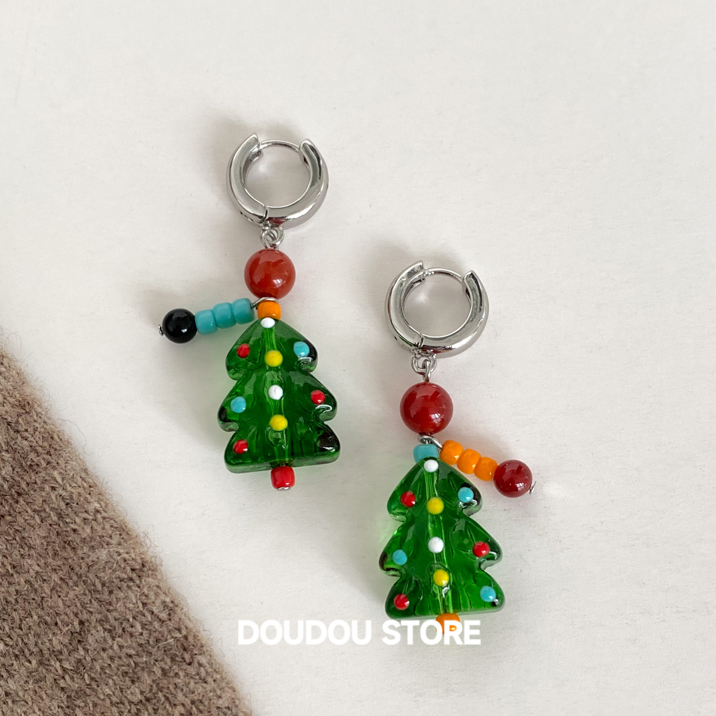 DOUDOUSTORE 设计感琉璃小树上镜显白新年耳环女高级感日韩耳饰,饰品/流行首饰/时尚饰品新,耳环,淘宝优惠券,粉丝福利购,淘宝优惠卷