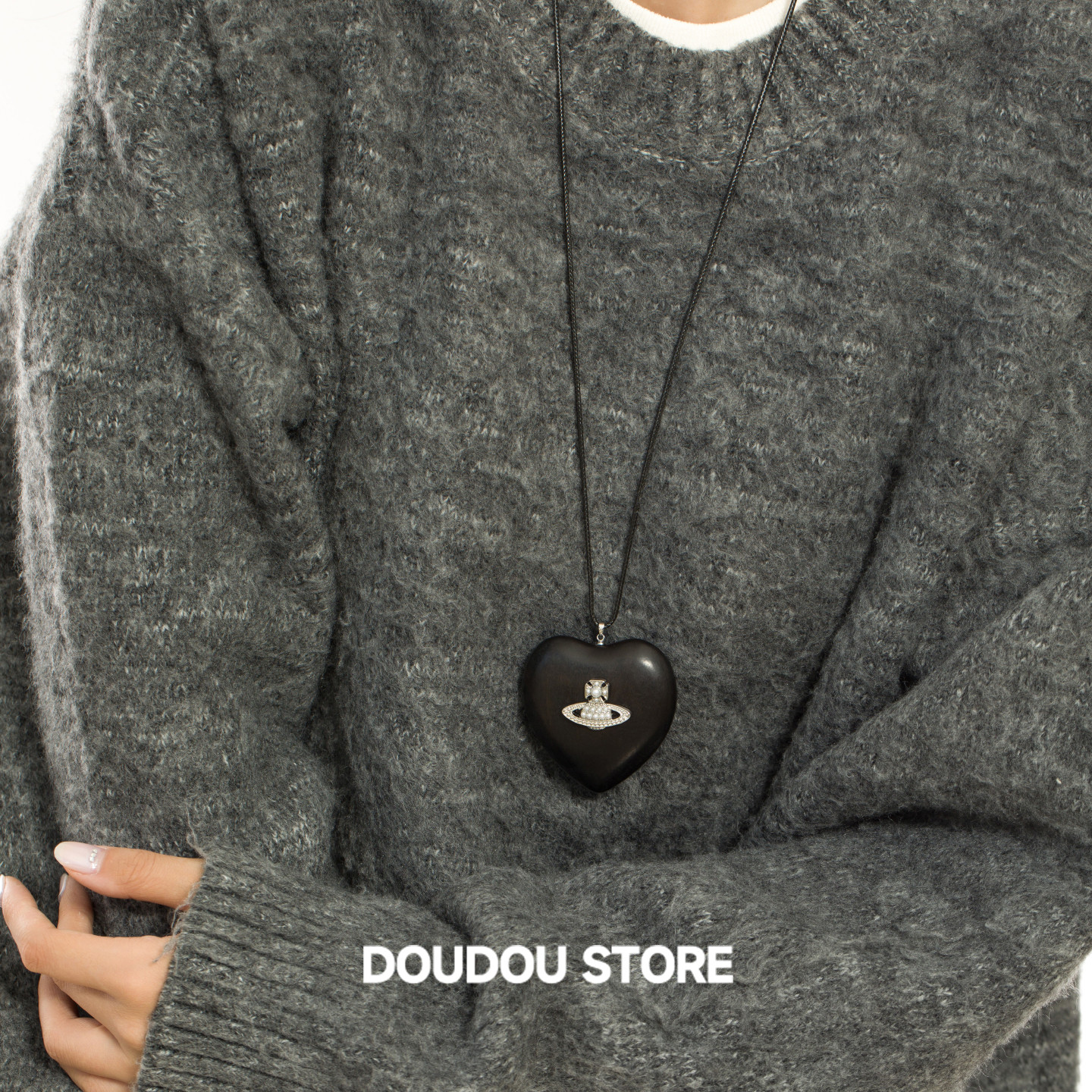 doudoustore木质爱心项链