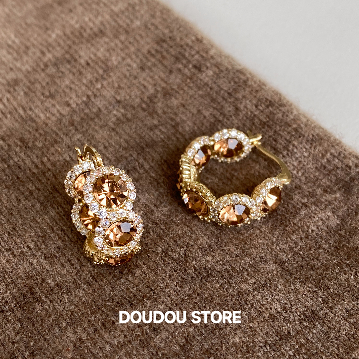 【新品88折】茶色满钻耳圈女,饰品/流行首饰/时尚饰品新,耳环,淘宝优惠券,粉丝福利购,淘宝优惠卷