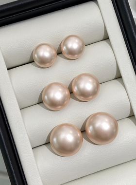 DOUDOU STORE 樱花粉馒头粉色珍珠耳钉高级耳饰百搭简约女