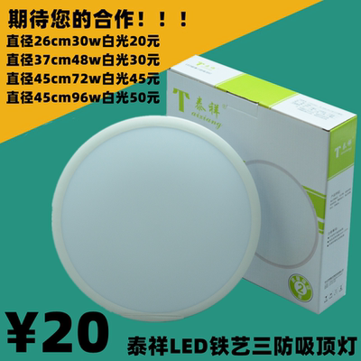 泰祥照明吸顶灯一体卧室厨房卫生间防尘虫潮LED三防铁艺铁材超薄