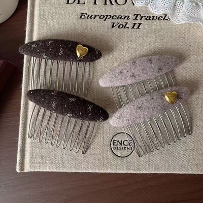 新款毛呢蝴蝶结倒插梳发夹