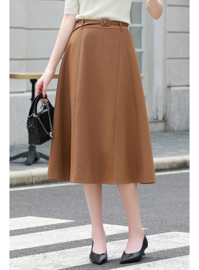 优衣美女新款时髦气质显瘦遮肉伞摆廓形A字性感半身裙31321