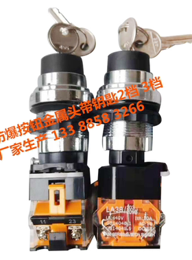 BA8050/8097防爆按钮金属头钥匙自锁30 2档3档配电柜专用防爆开关