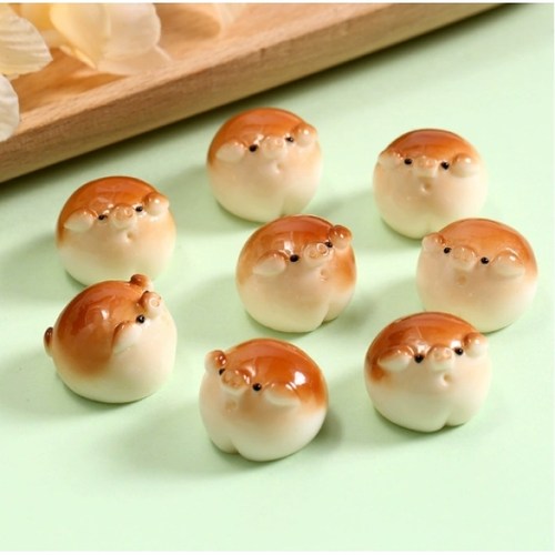 仿真微缩食玩立体小猪面包树脂配件奶油胶DIY手工材料过家家摆件