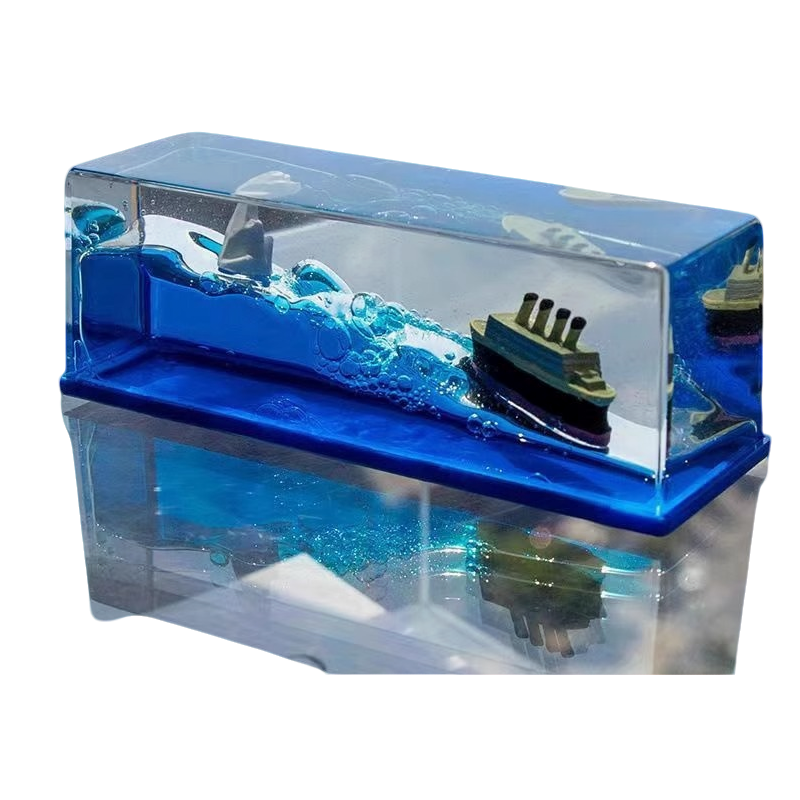 泰坦尼克号流体漂流瓶电脑桌摆件高级感小众瓶中船装饰品毕业礼物