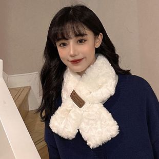 小熊围脖女冬季 仿獭兔毛围巾毛绒绒保暖加厚可爱学生百搭防风脖套