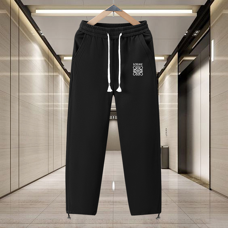 秋季新款罗威家长裤男士宽松休闲直筒裤冬季加绒加厚运动阔腿卫裤